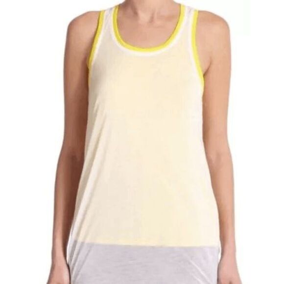 Helmut Lang Yellow White Devotee Tank Top Blouse Size Medium - Picture 8 of 8